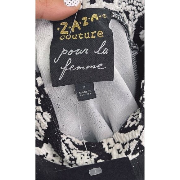 NWT Zaza Coutoure Sz M Black White Checkered Shift Dress NEW Jacquard Womens - Picture 6 of 7